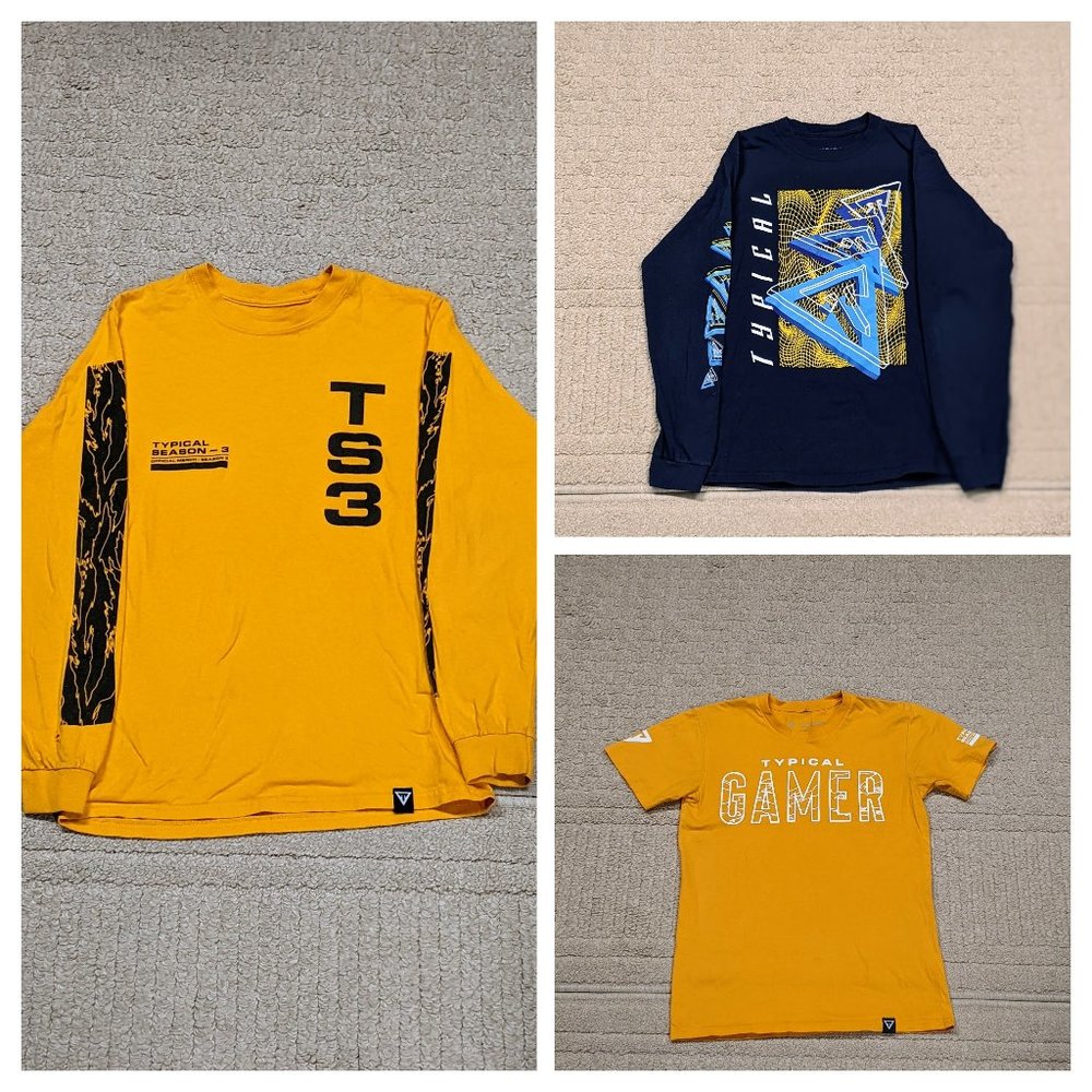 Typical Gamer official merch graphic long/short sleeve (3) T-shirt bundle